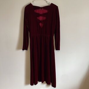 Dark Fairy Velvet Dress 12 Holiday Glam Bow Red Vamp Romantic Vtg Witch Lanz 80s